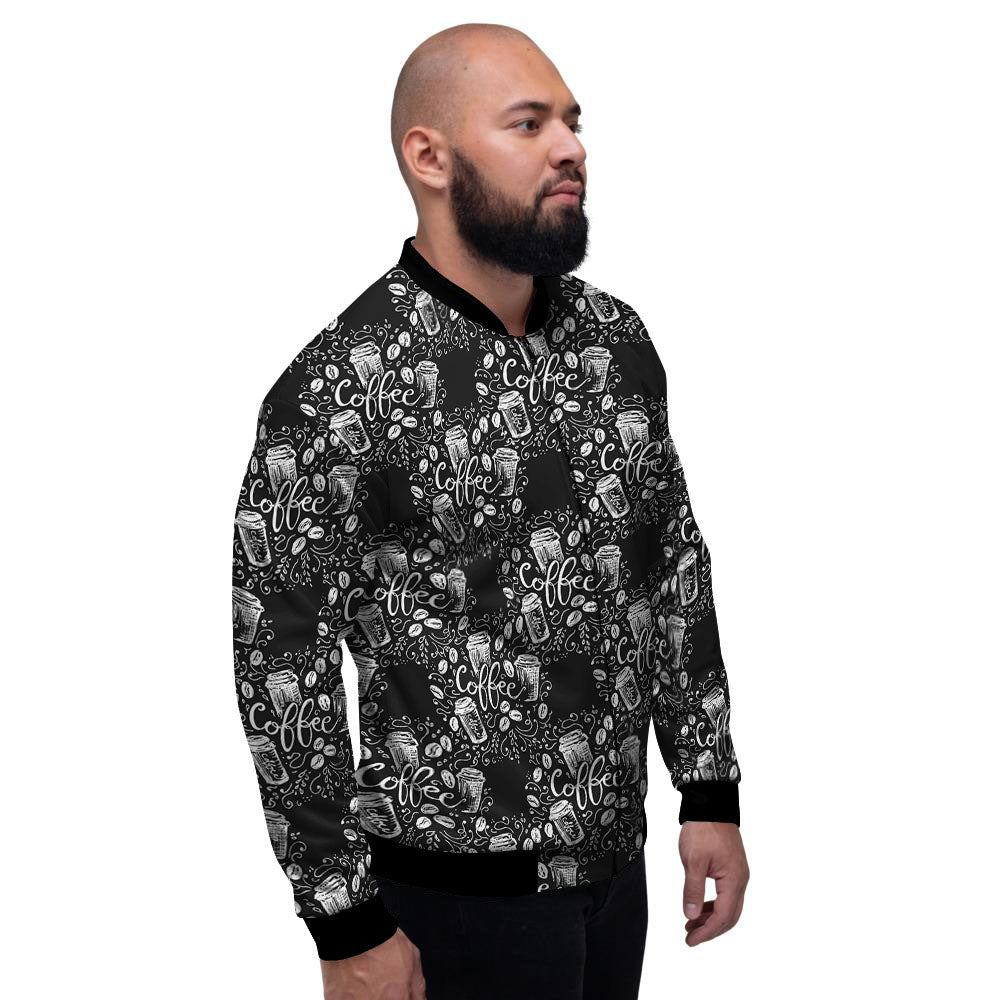 Drawing Coffee Print Pattern Men's Bomber Jacket-grizzshop