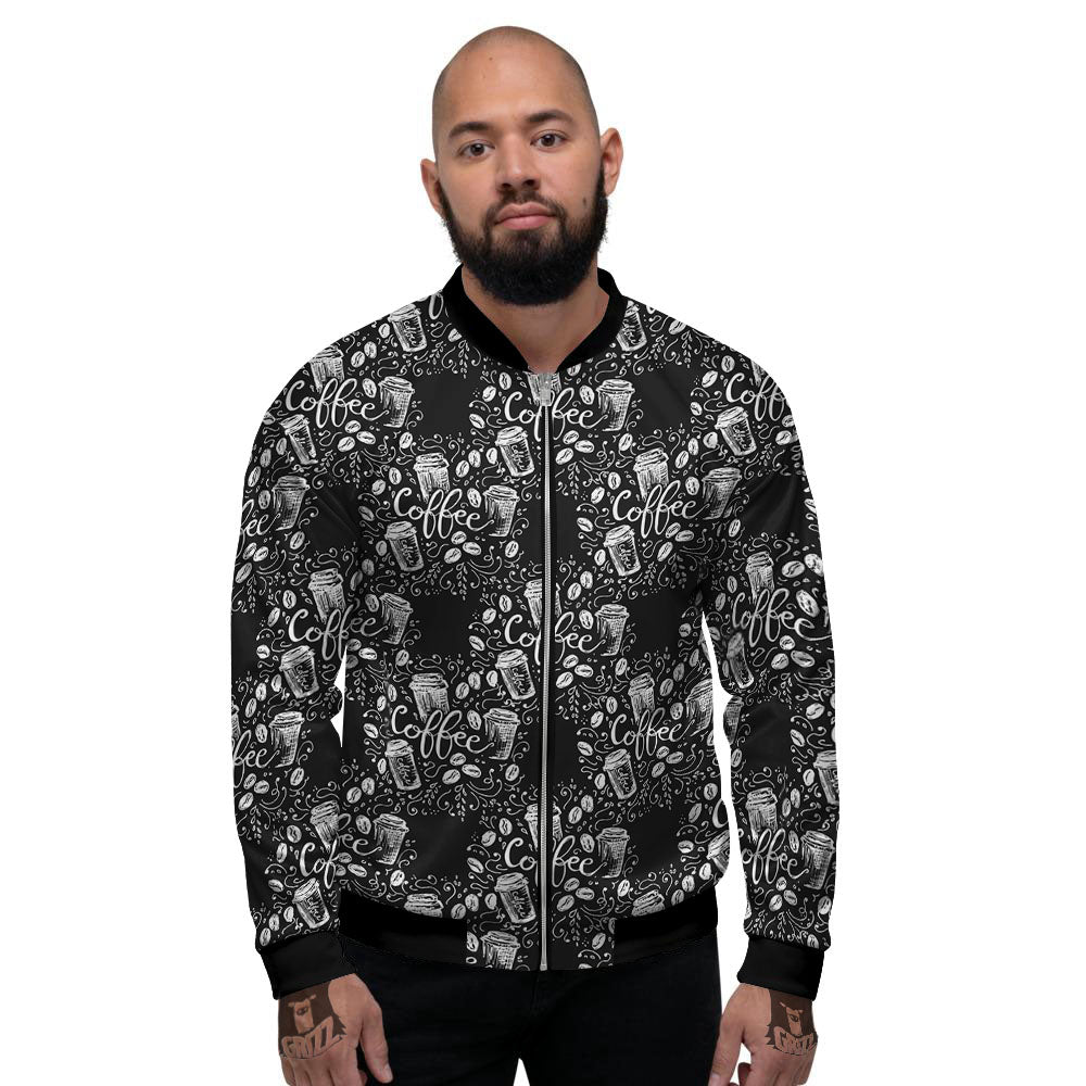 Drawing Coffee Print Pattern Men's Bomber Jacket-grizzshop