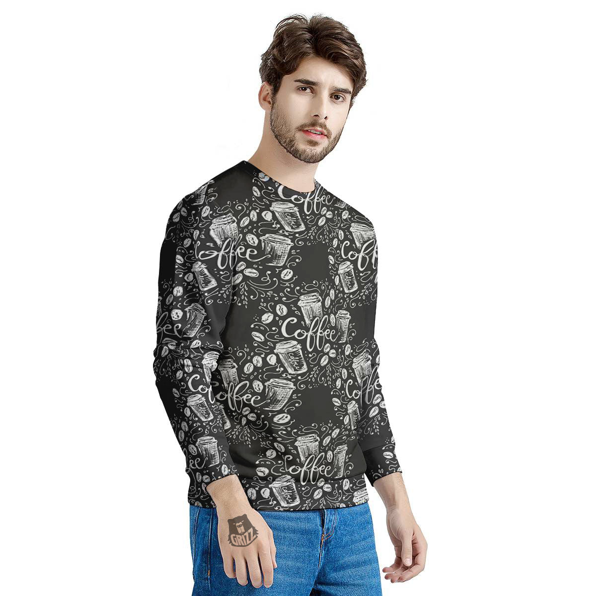 Drawing Coffee Print Pattern Men's Sweatshirt-grizzshop