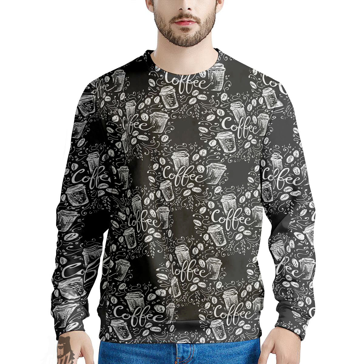 Drawing Coffee Print Pattern Men's Sweatshirt-grizzshop