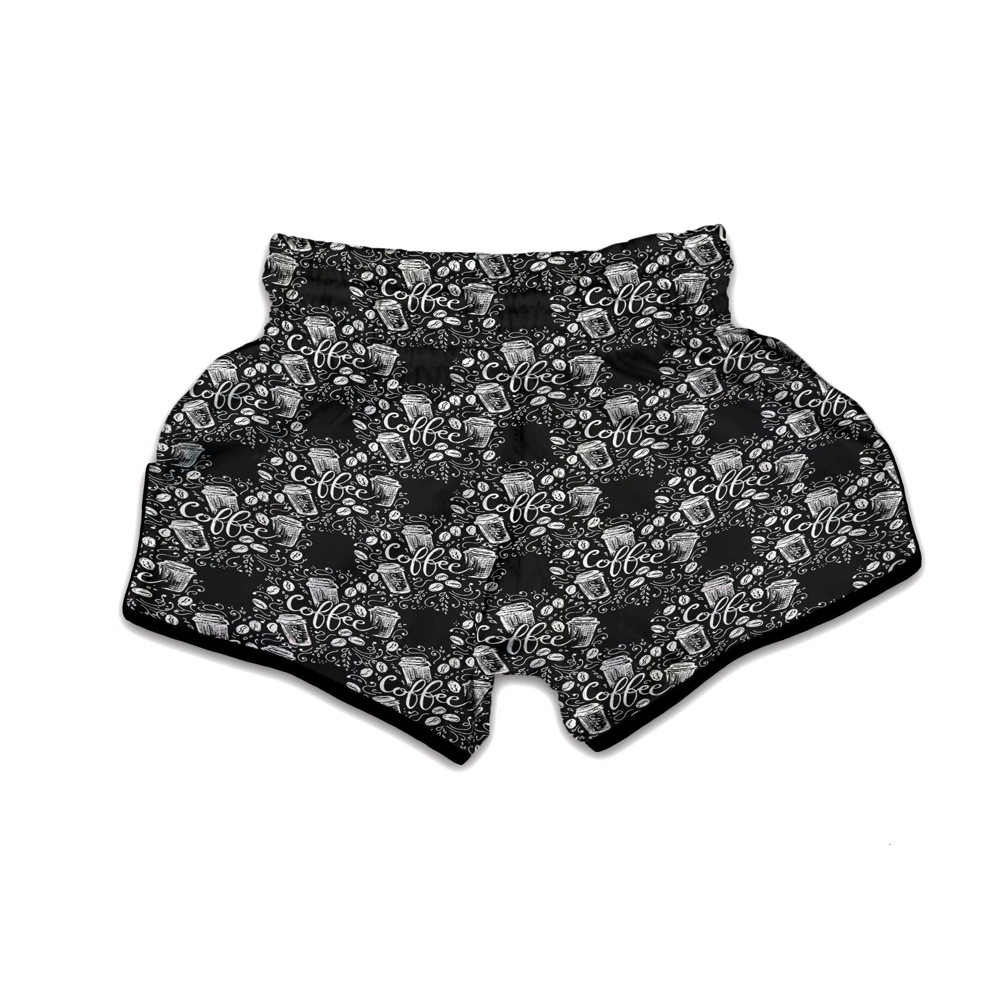 Drawing Coffee Print Pattern Muay Thai Boxing Shorts-grizzshop