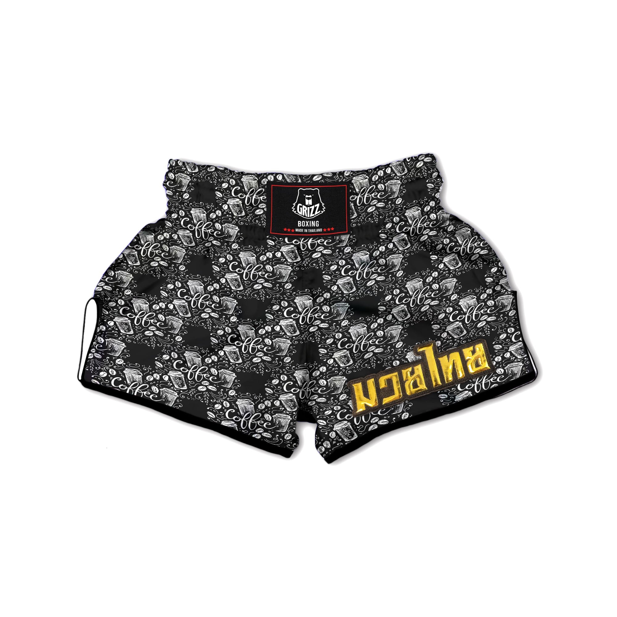 Drawing Coffee Print Pattern Muay Thai Boxing Shorts-grizzshop