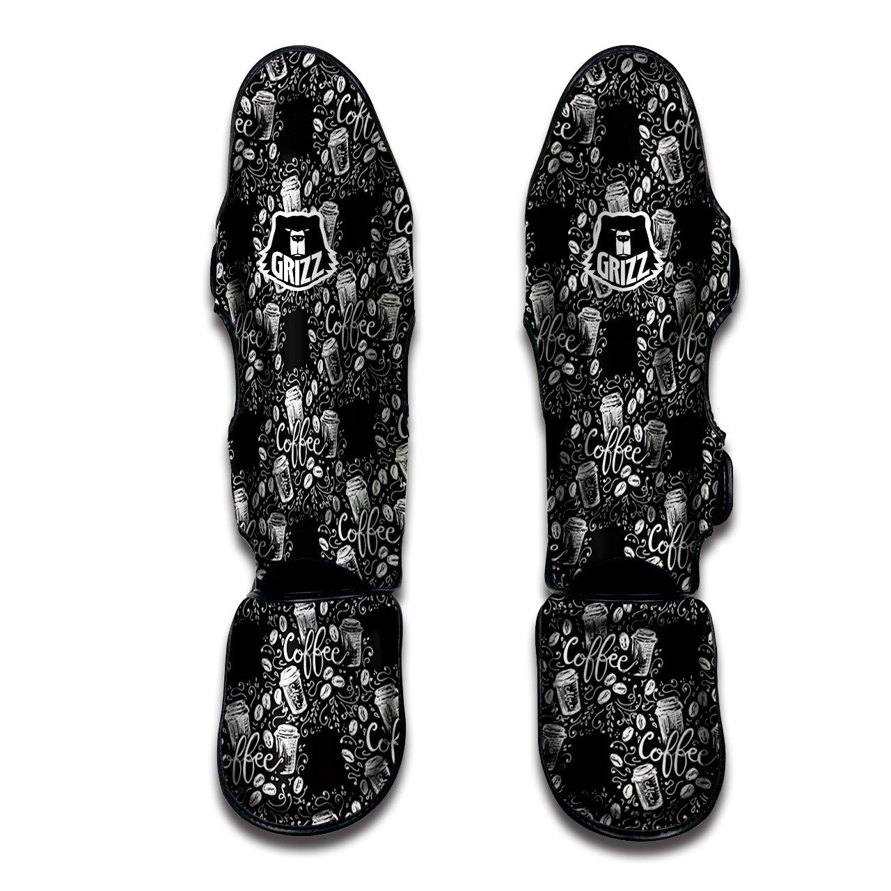 Drawing Coffee Print Pattern Muay Thai Shin Guards-grizzshop