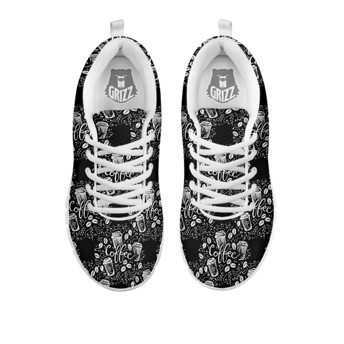 Drawing Coffee Print Pattern White Sneaker-grizzshop