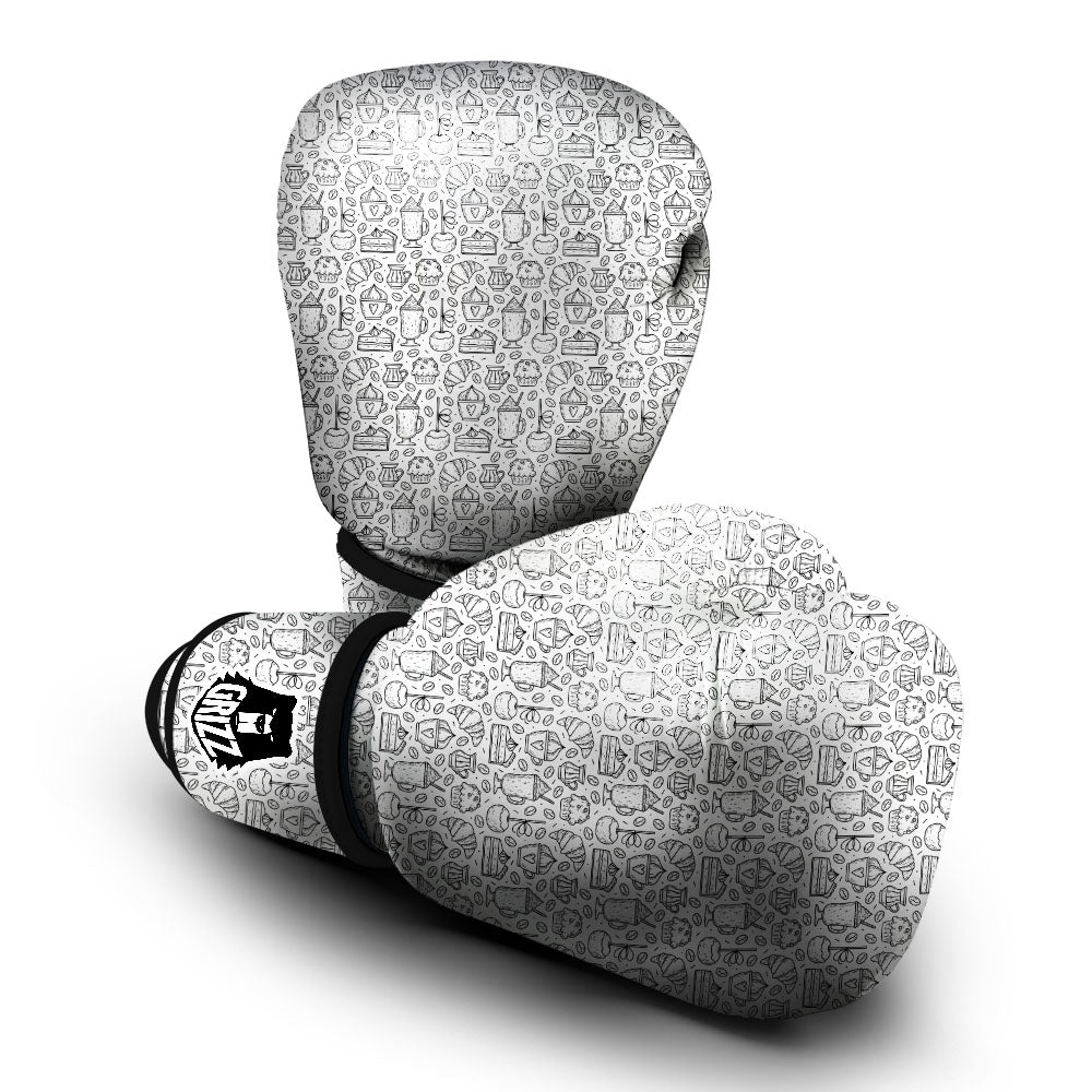 Drawing Dessert And Coffee Print Pattern Boxing Gloves-grizzshop