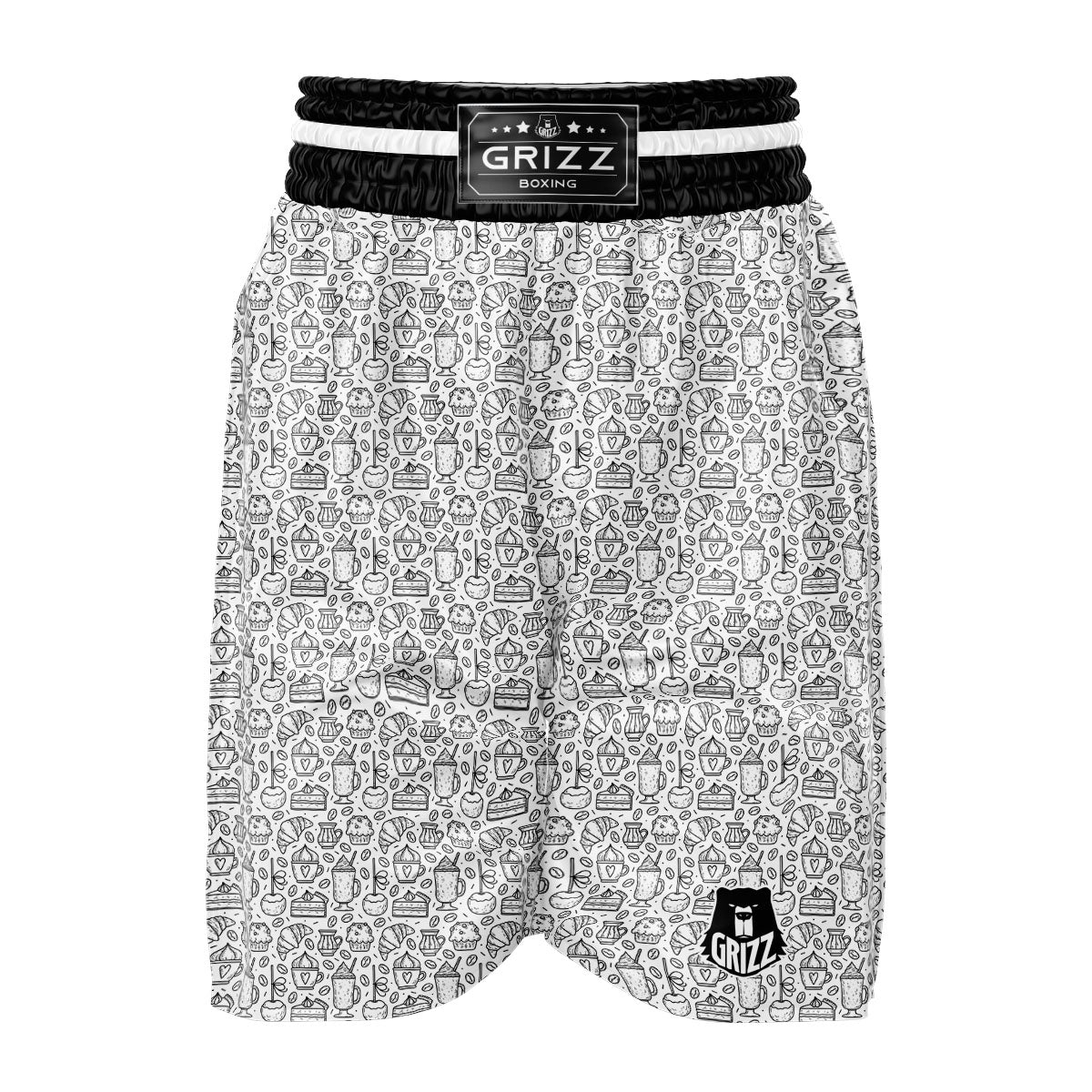 Drawing Dessert And Coffee Print Pattern Boxing Shorts-grizzshop