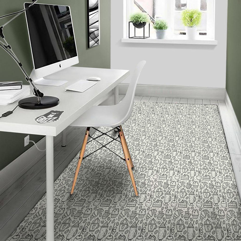 Drawing Dessert And Coffee Print Pattern Floor Mat-grizzshop