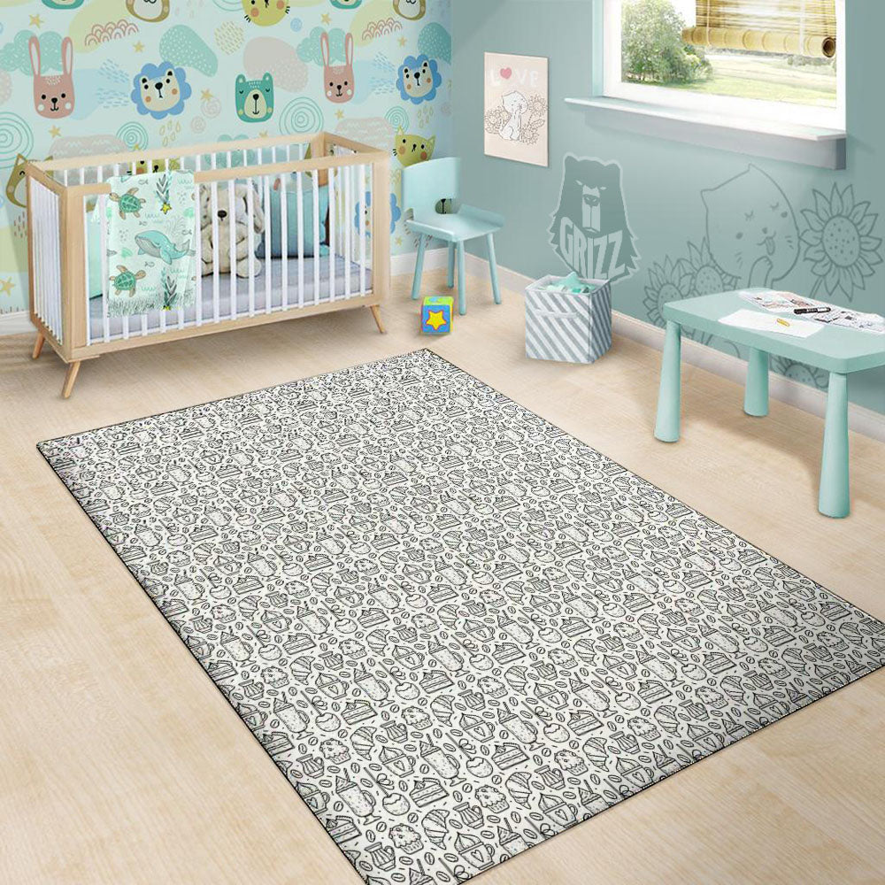 Drawing Dessert And Coffee Print Pattern Floor Mat-grizzshop