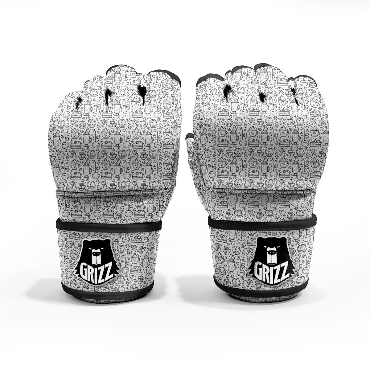 Drawing Dessert And Coffee Print Pattern MMA Gloves-grizzshop