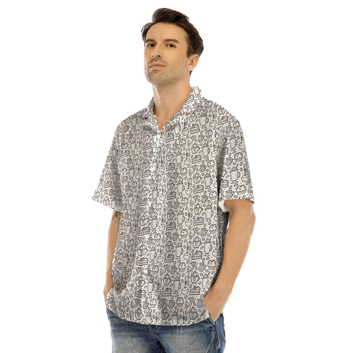 Drawing Dessert And Coffee Print Pattern Men's Hawaiian Shirt-grizzshop