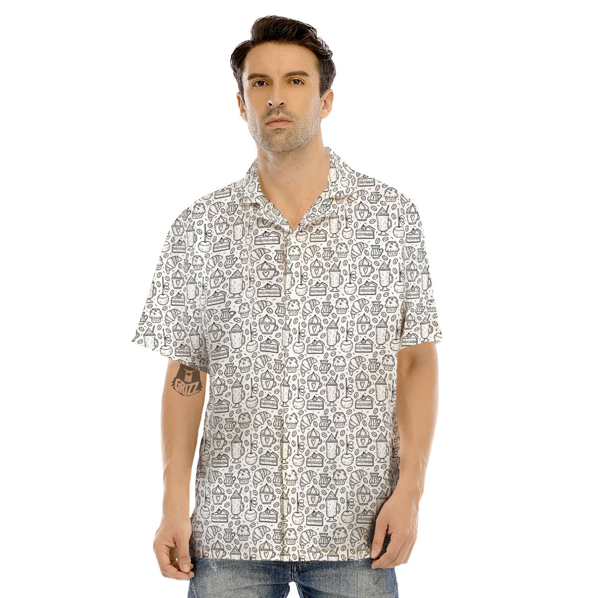 Drawing Dessert And Coffee Print Pattern Men's Hawaiian Shirt-grizzshop