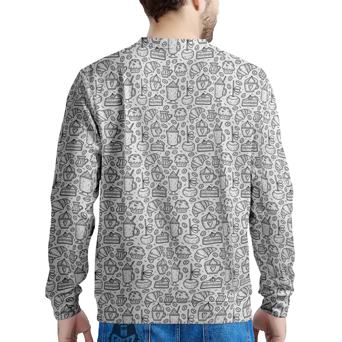 Drawing Dessert And Coffee Print Pattern Men's Sweatshirt-grizzshop