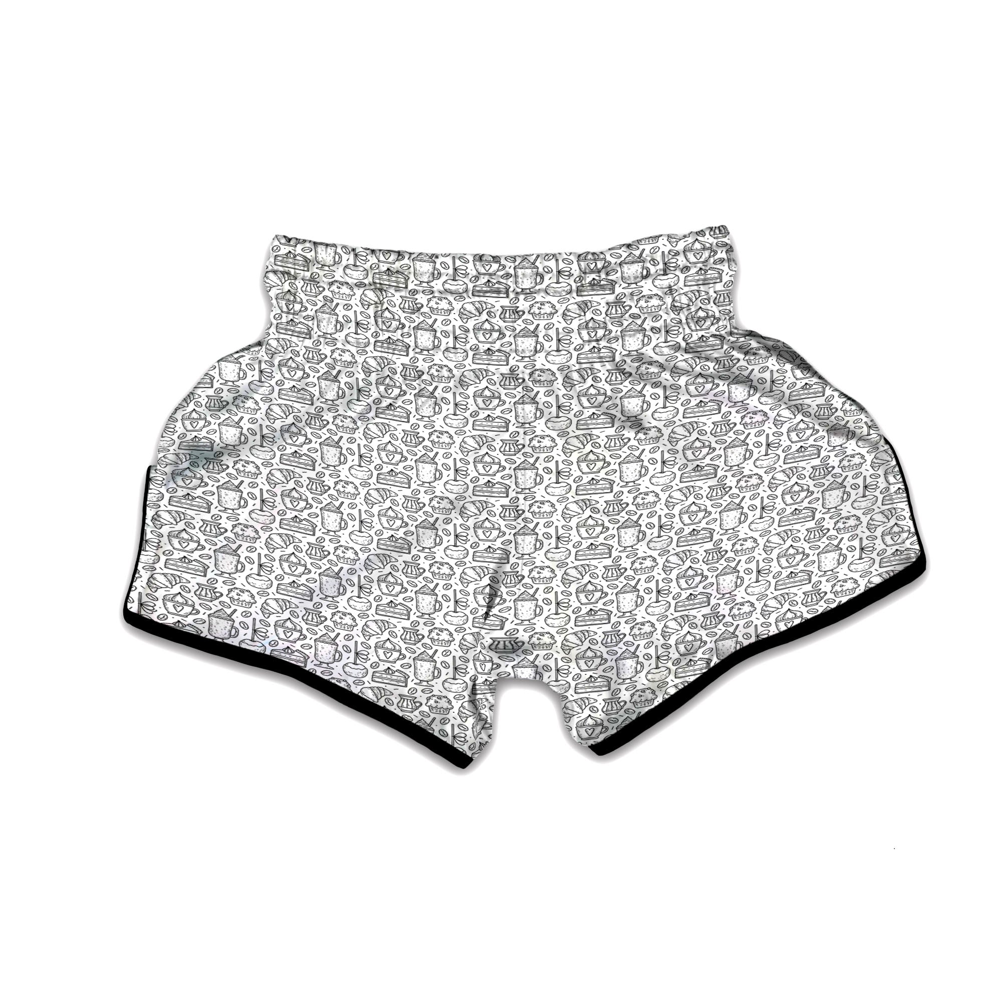 Drawing Dessert And Coffee Print Pattern Muay Thai Boxing Shorts-grizzshop