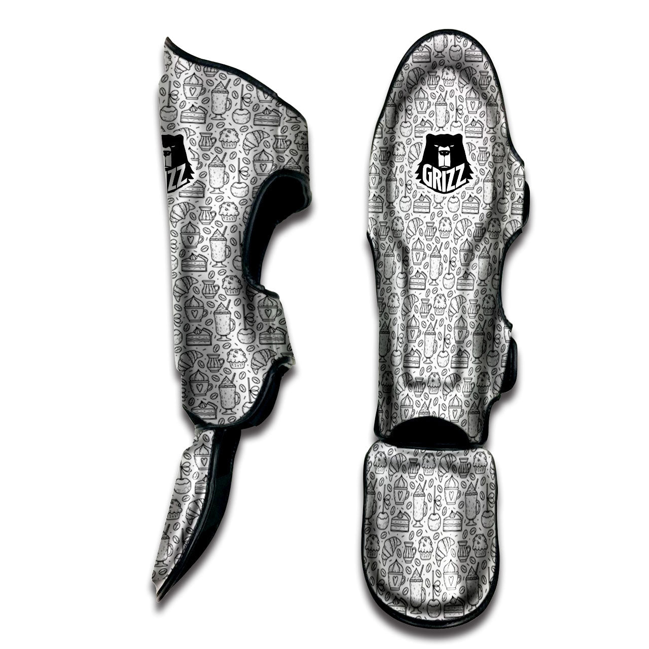 Drawing Dessert And Coffee Print Pattern Muay Thai Shin Guards-grizzshop