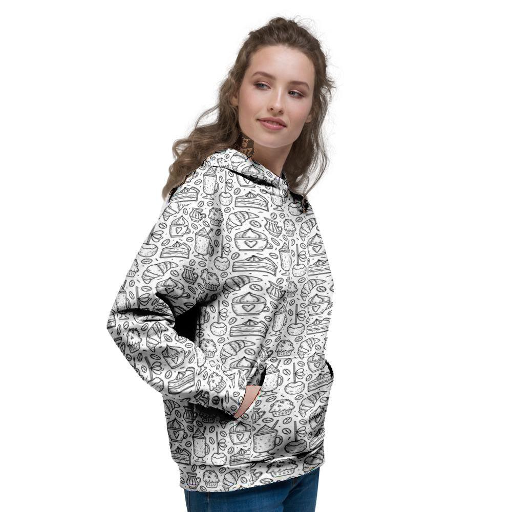 Drawing Dessert And Coffee Print Pattern Women's Hoodie-grizzshop