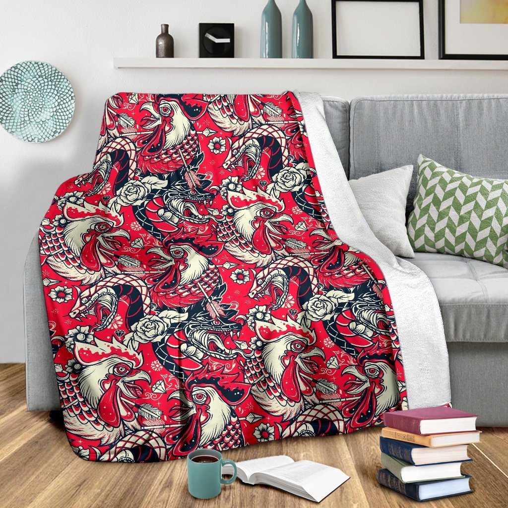 Drawing Farm Chicken Hen Pattern Print Blanket-grizzshop