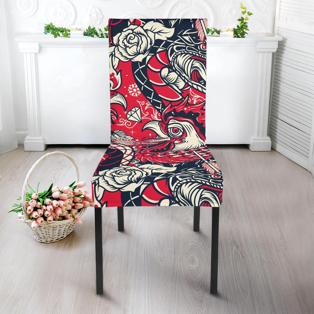 Drawing Farm Chicken Hen Pattern Print Chair Cover-grizzshop