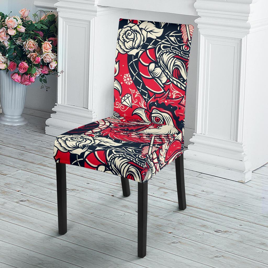 Drawing Farm Chicken Hen Pattern Print Chair Cover-grizzshop