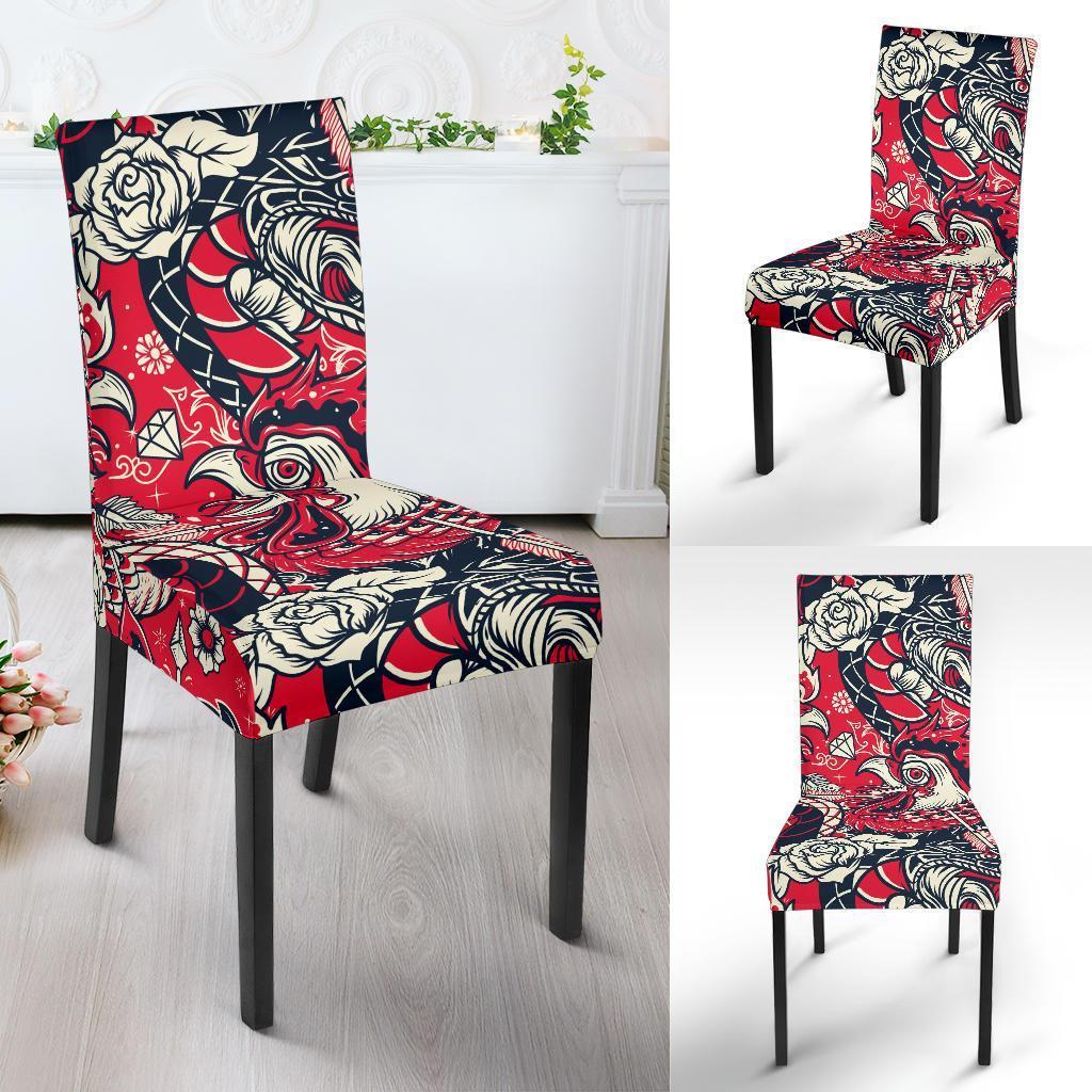 Drawing Farm Chicken Hen Pattern Print Chair Cover-grizzshop