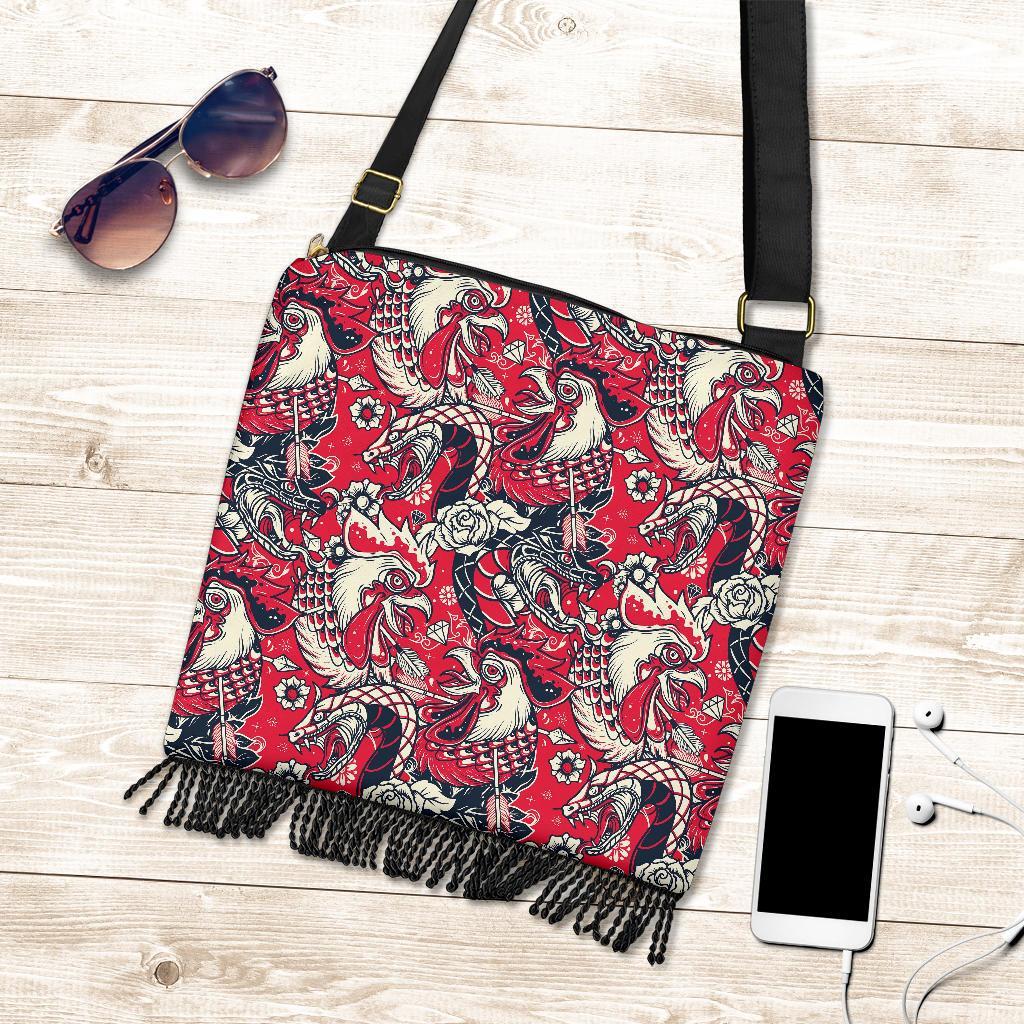 Drawing Farm Chicken Hen Pattern Print Crossbody Bags-grizzshop