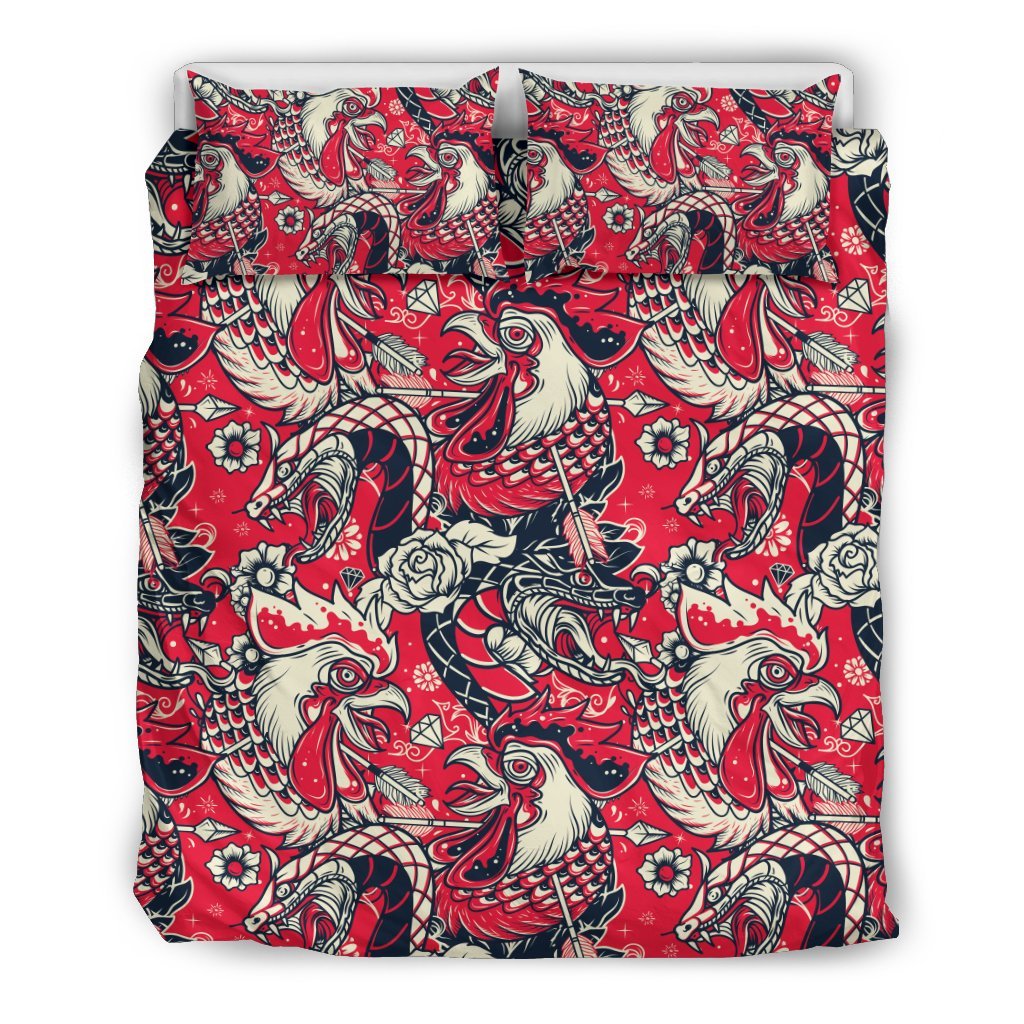 Drawing Farm Chicken Hen Pattern Print Duvet Cover Bedding Set-grizzshop