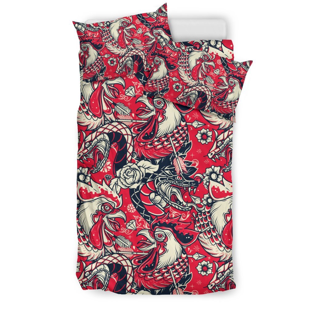 Drawing Farm Chicken Hen Pattern Print Duvet Cover Bedding Set-grizzshop