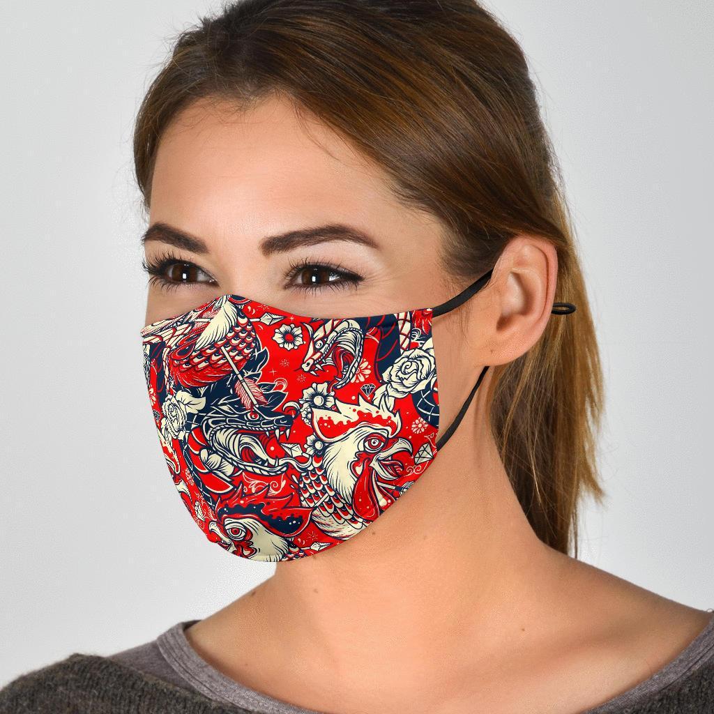 Drawing Farm Chicken Hen Pattern Print Face Mask-grizzshop