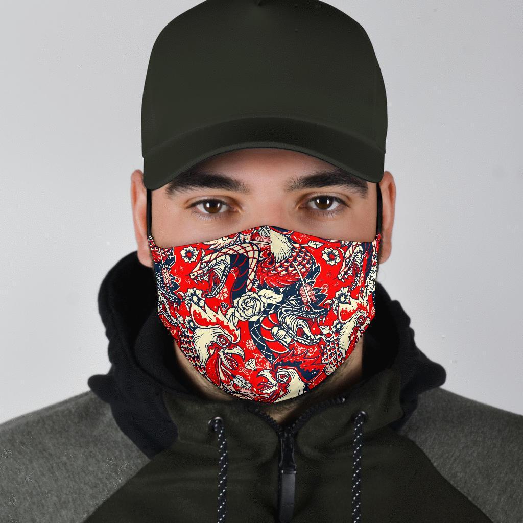 Drawing Farm Chicken Hen Pattern Print Face Mask-grizzshop