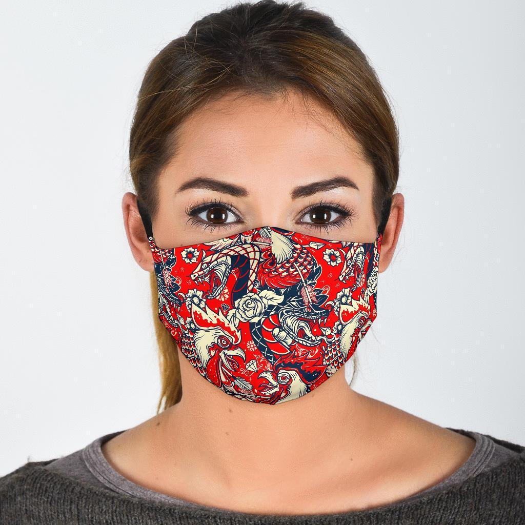 Drawing Farm Chicken Hen Pattern Print Face Mask-grizzshop