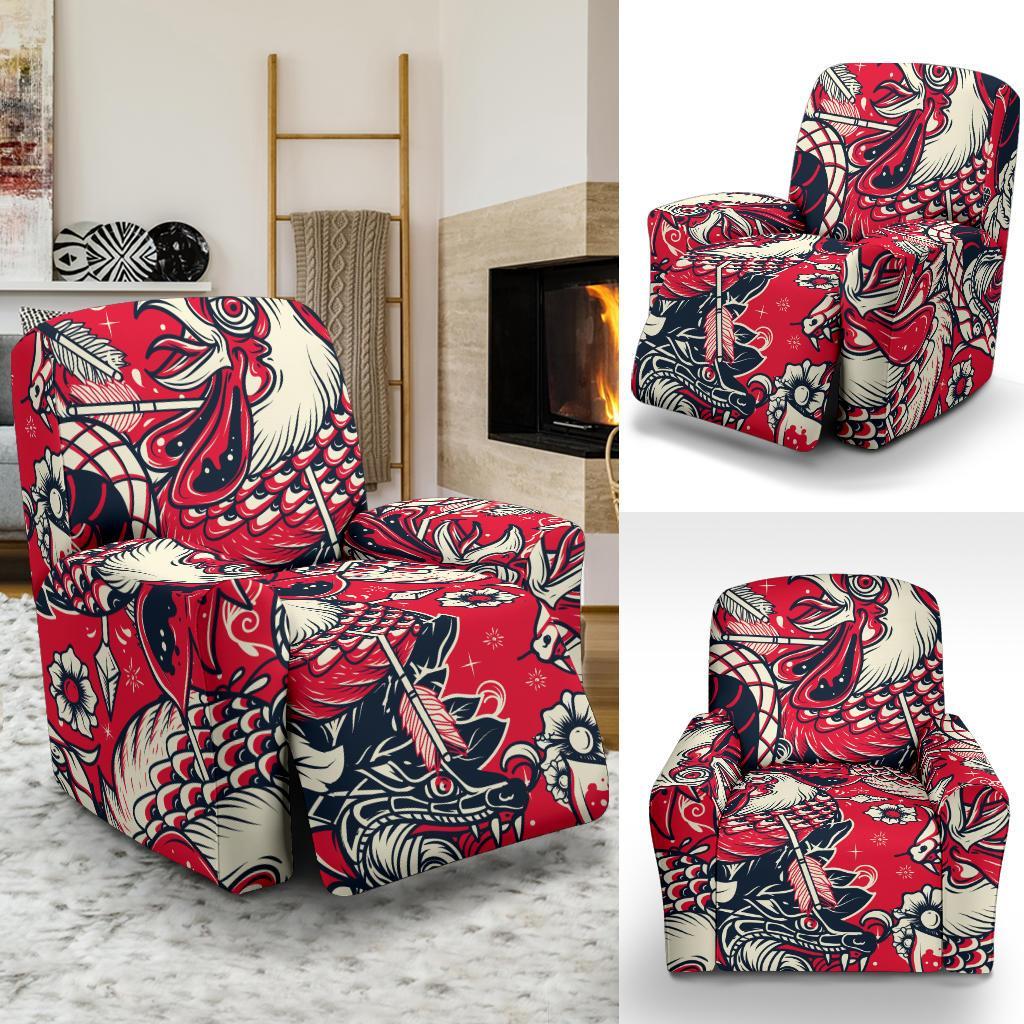 Drawing Farm Chicken Hen Pattern Print Recliner Cover-grizzshop