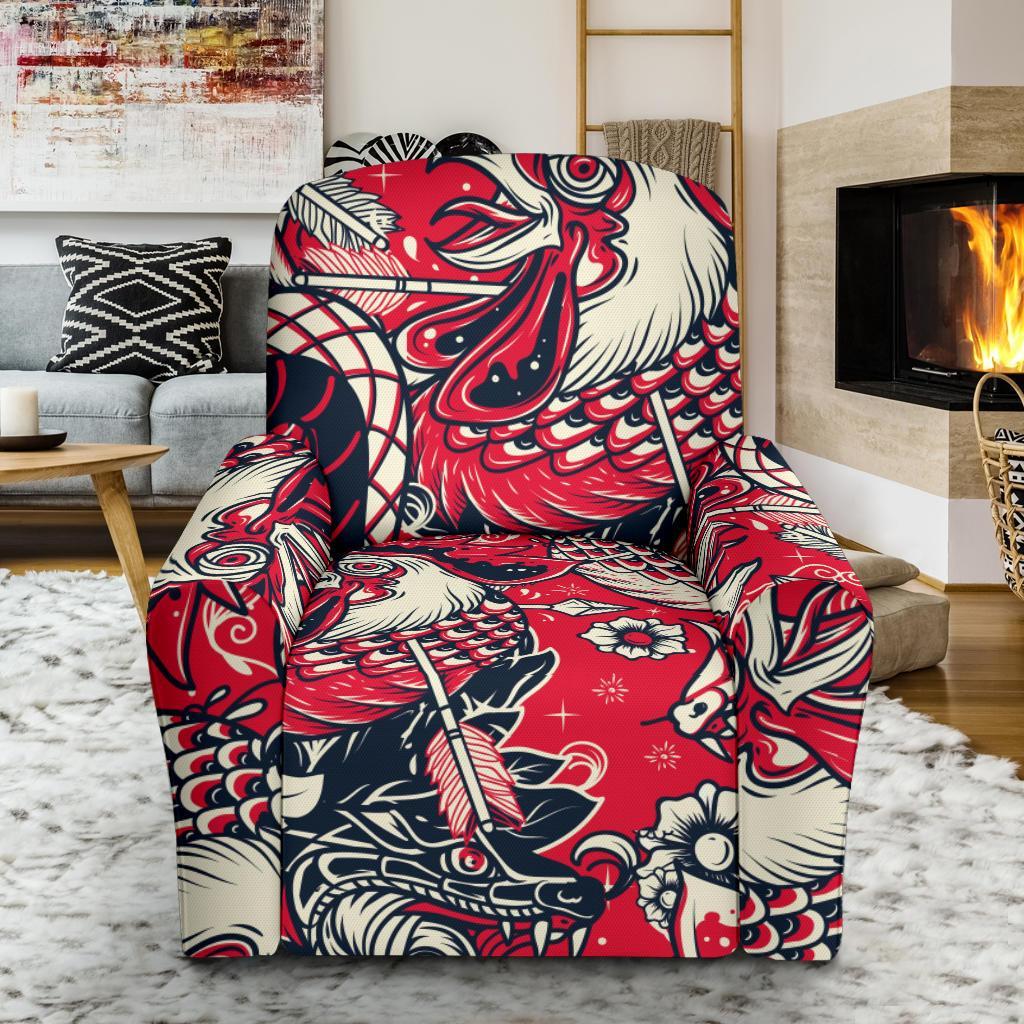 Drawing Farm Chicken Hen Pattern Print Recliner Cover-grizzshop