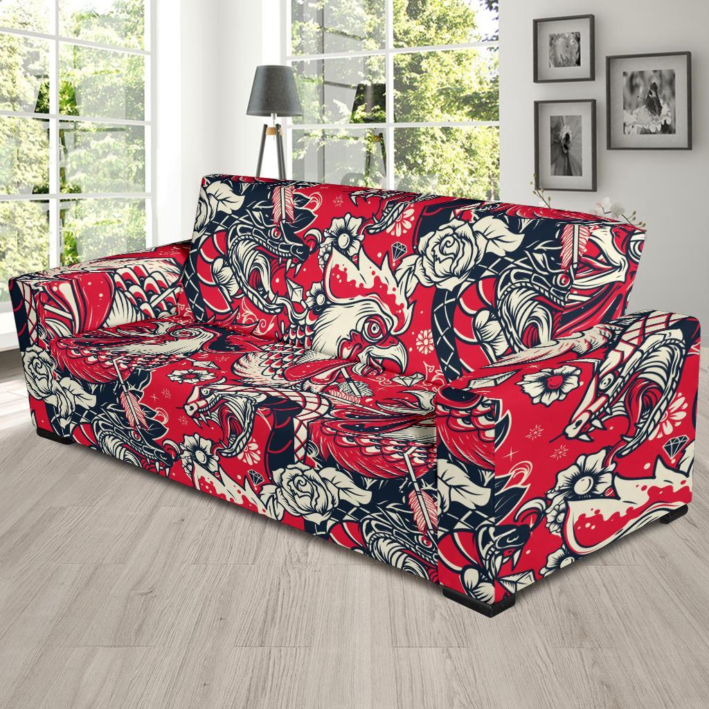 Drawing Farm Chicken Hen Pattern Print Sofa Covers-grizzshop