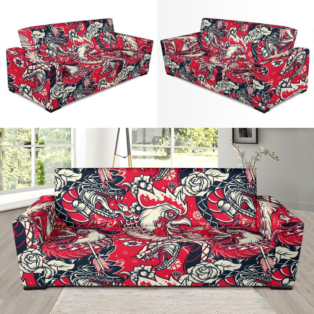 Drawing Farm Chicken Hen Pattern Print Sofa Covers-grizzshop