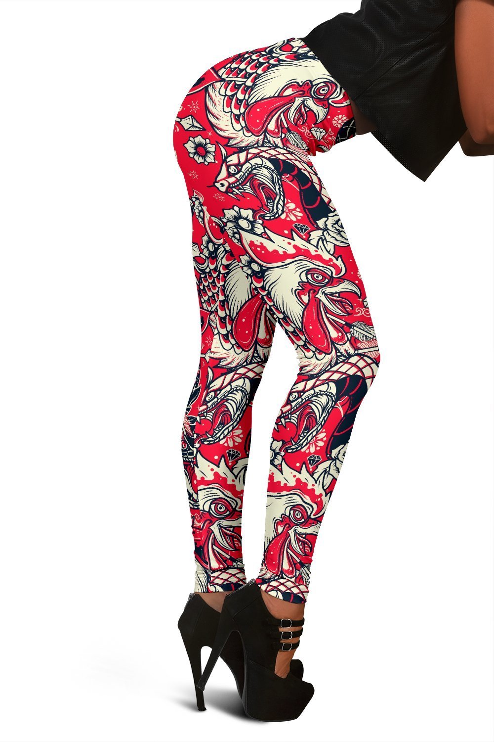 Drawing Farm Chicken Hen Pattern Print Women Leggings-grizzshop