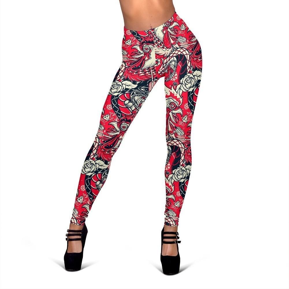 Drawing Farm Chicken Hen Pattern Print Women Leggings-grizzshop