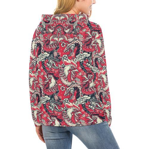 Drawing Farm Chicken Hen Pattern Print Women Pullover Hoodie-grizzshop