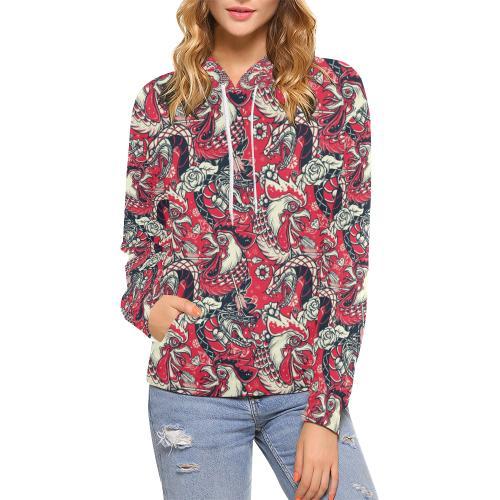 Drawing Farm Chicken Hen Pattern Print Women Pullover Hoodie-grizzshop