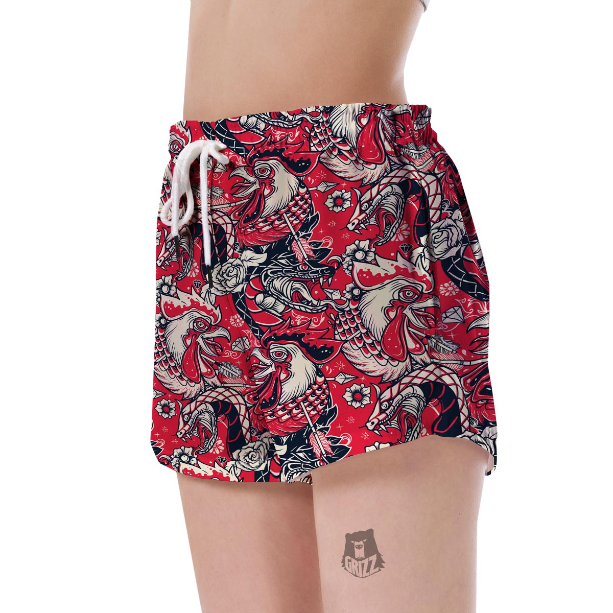 Drawing Farm Chicken Hen Pattern Print Women's Shorts-grizzshop