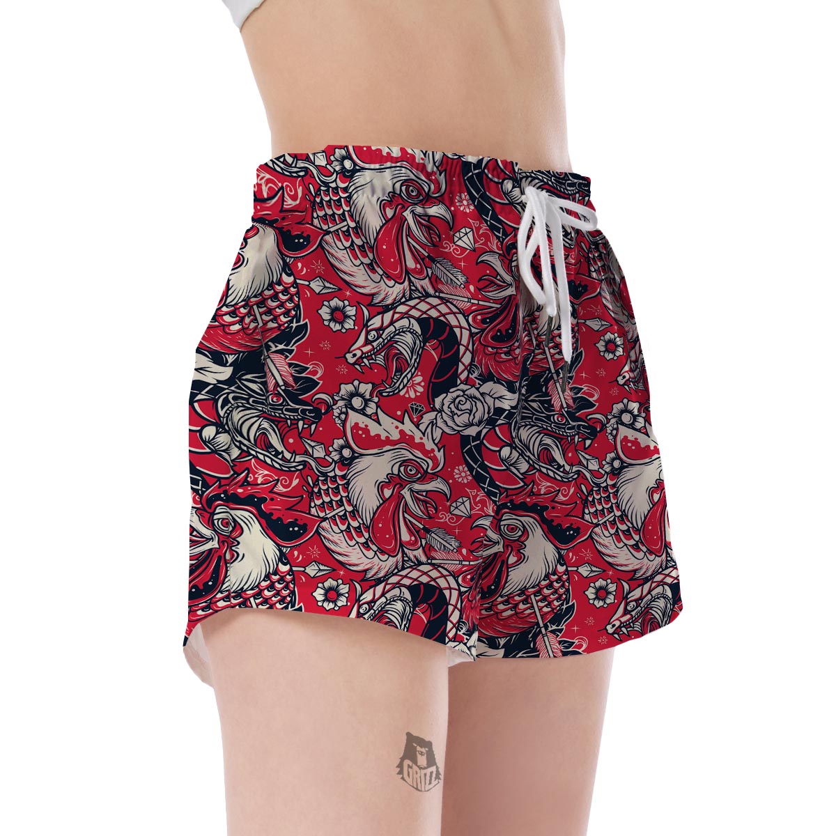 Drawing Farm Chicken Hen Pattern Print Women's Shorts-grizzshop