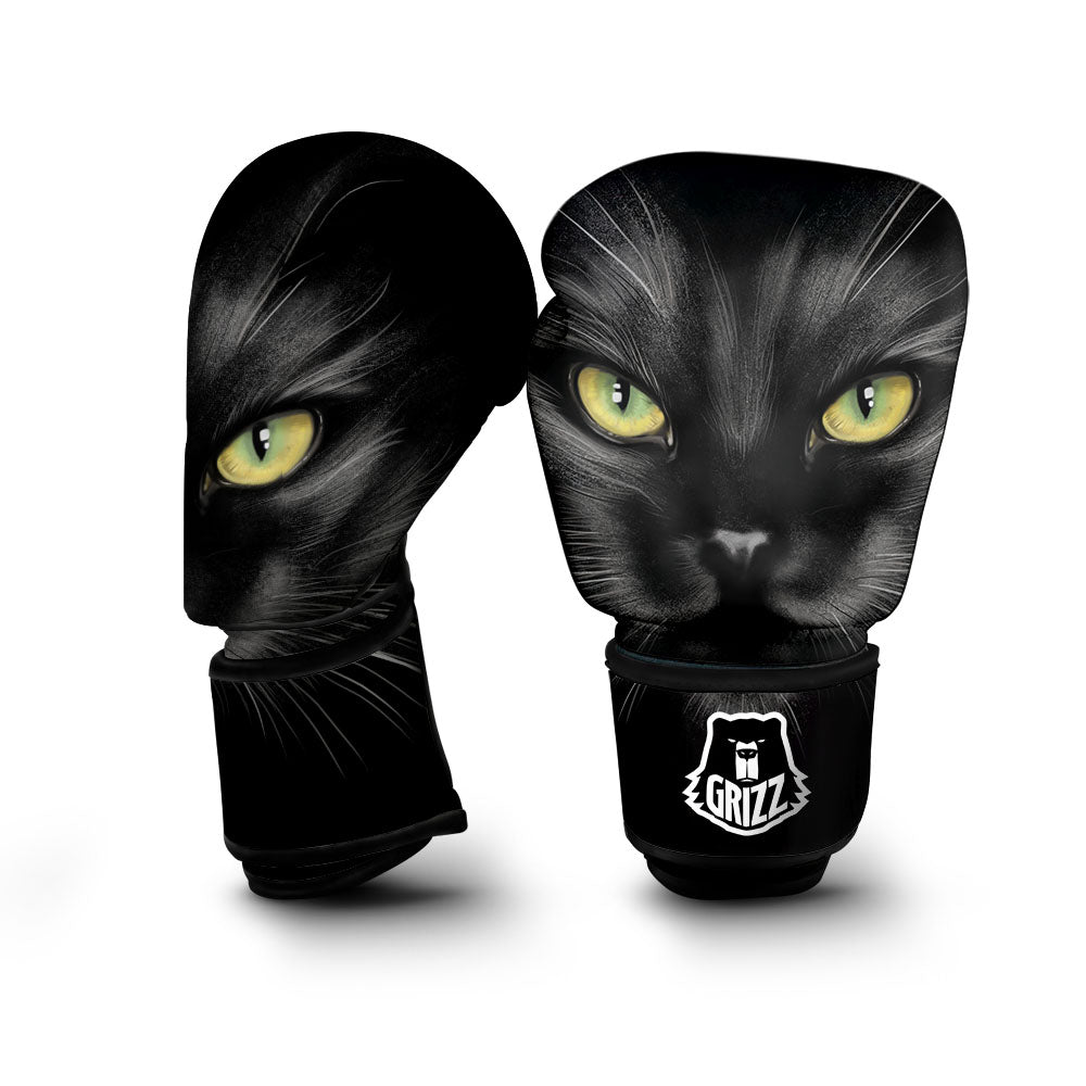 Drawing Portrait Black Cat Print Boxing Gloves-grizzshop