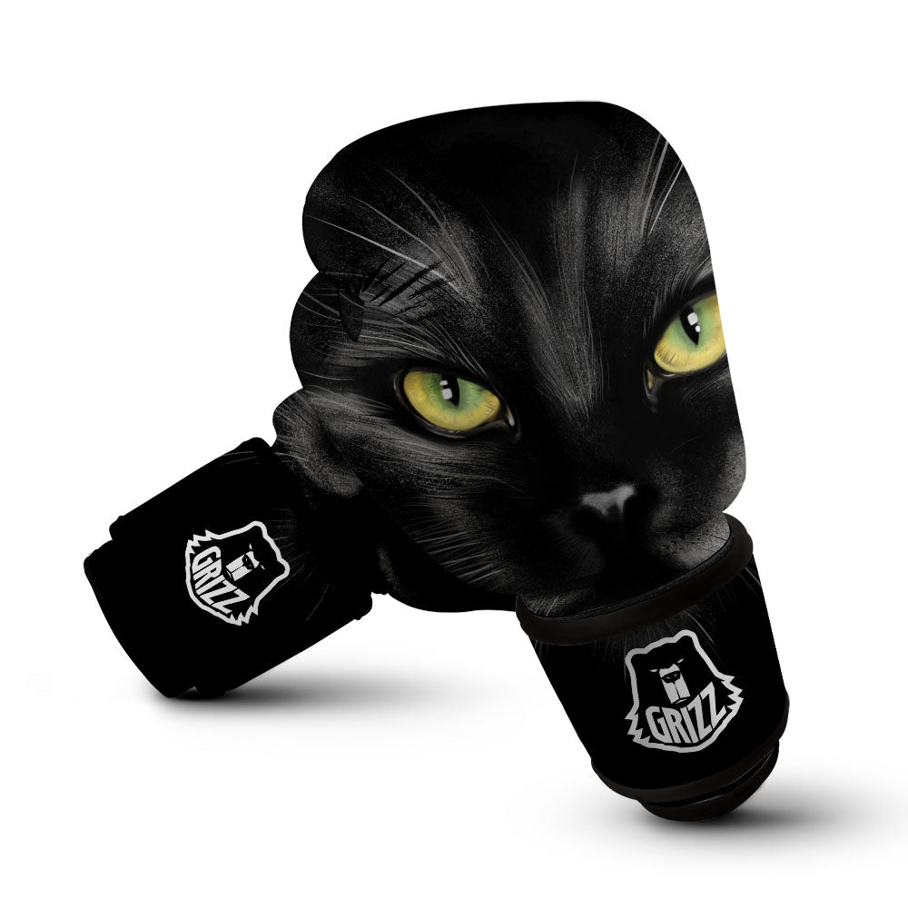 Drawing Portrait Black Cat Print Boxing Gloves-grizzshop