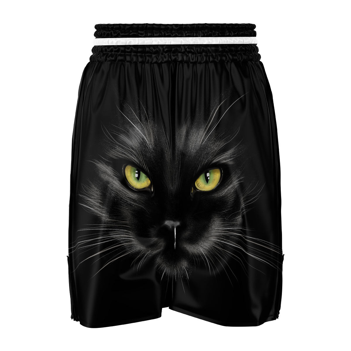 Drawing Portrait Black Cat Print Boxing Shorts-grizzshop