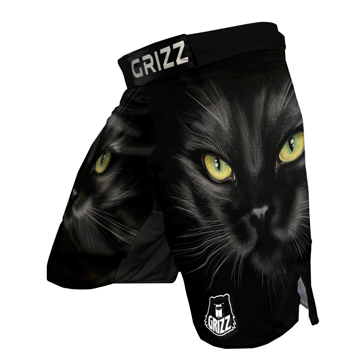 Drawing Portrait Black Cat Print MMA Shorts-grizzshop