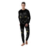 Drawing Portrait Black Cat Print Men's Pajamas-grizzshop