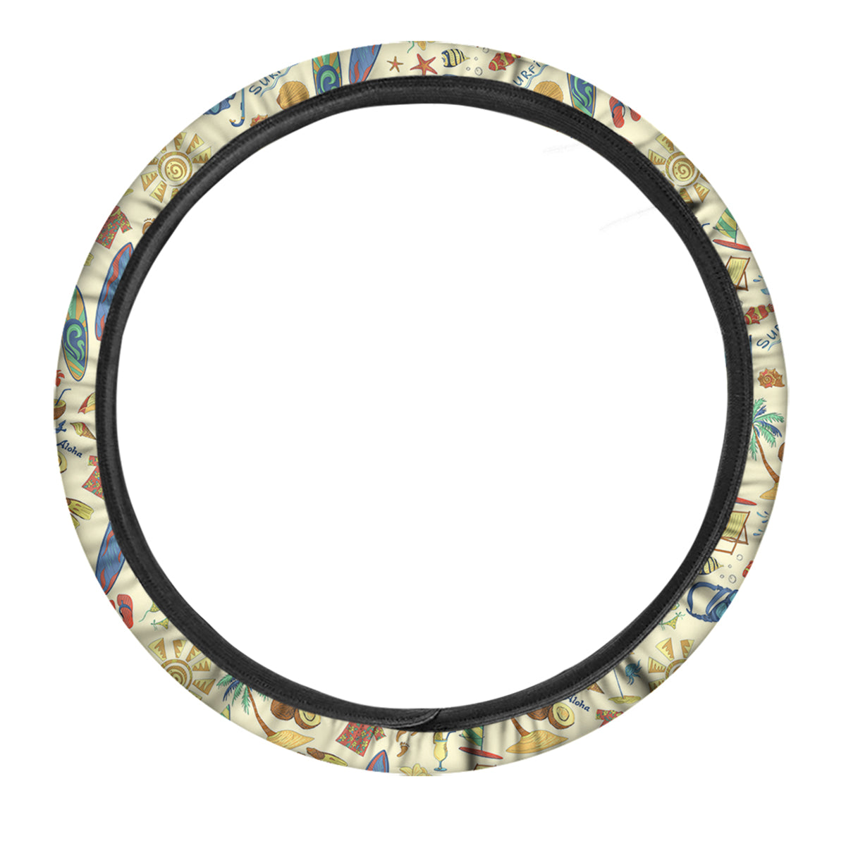 Drawing Summer Color Print Pattern Car Steering Wheel Cover-grizzshop