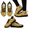 Drawing Sunflower Print Pattern Black Sneaker Shoes For Men Women-grizzshop