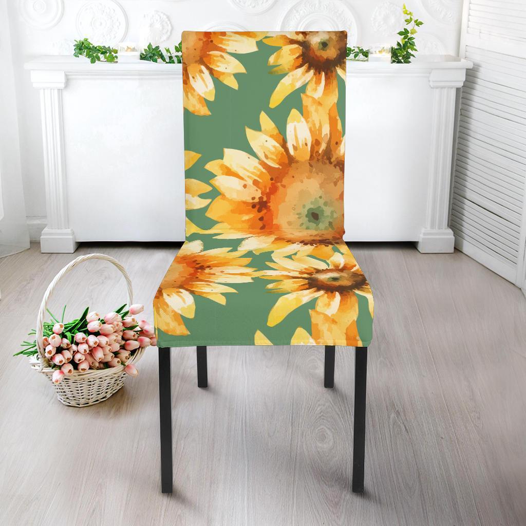 Drawing Sunflower Print Pattern Chair Cover-grizzshop