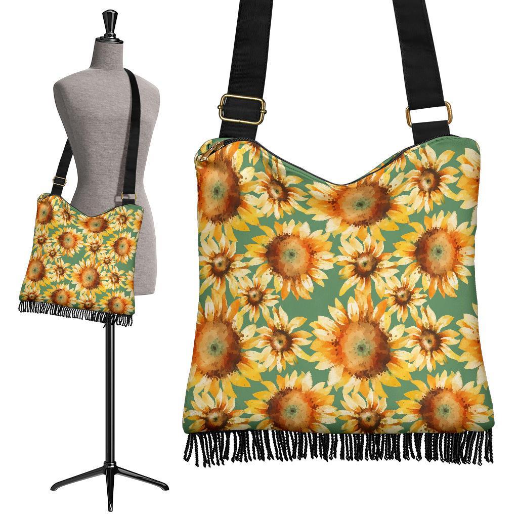 Drawing Sunflower Print Pattern Crossbody Bags-grizzshop