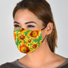 Drawing Sunflower Print Pattern Face Mask-grizzshop