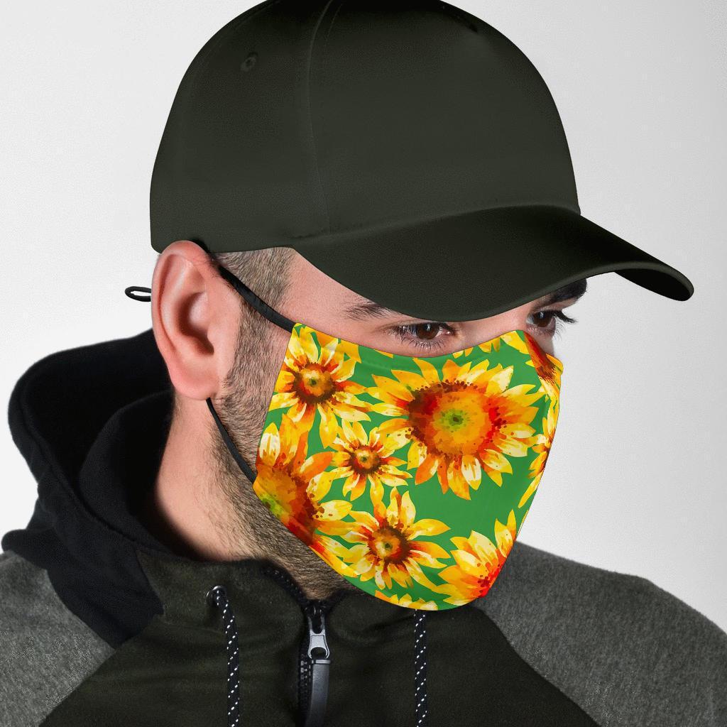 Drawing Sunflower Print Pattern Face Mask-grizzshop